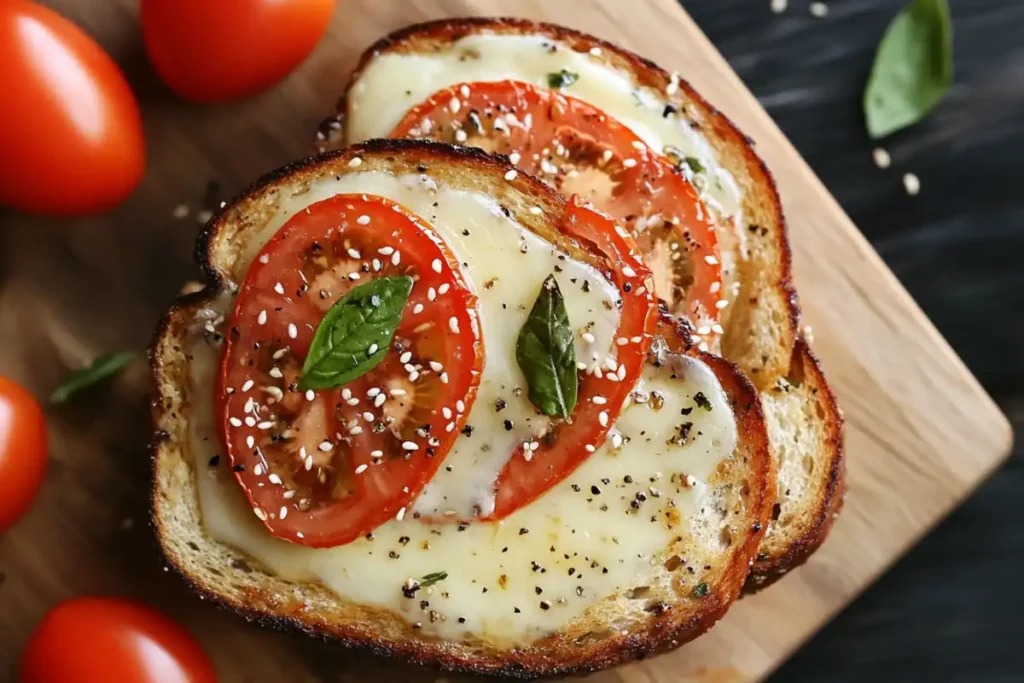 Healthy grilled cheese with tomato